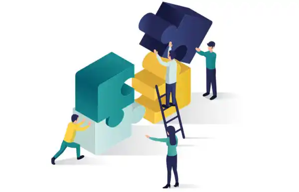 Teamwork to put a puzzle together