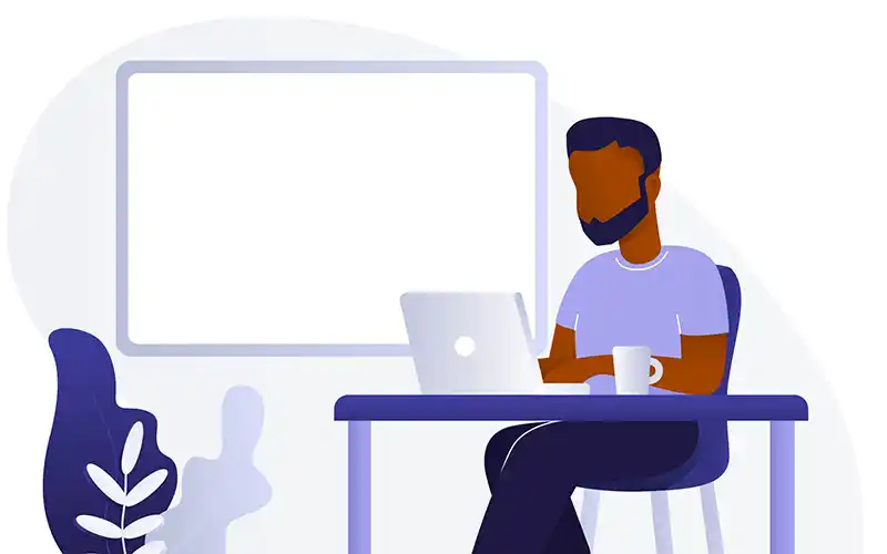 Black man using a laptop - conceptual graphic