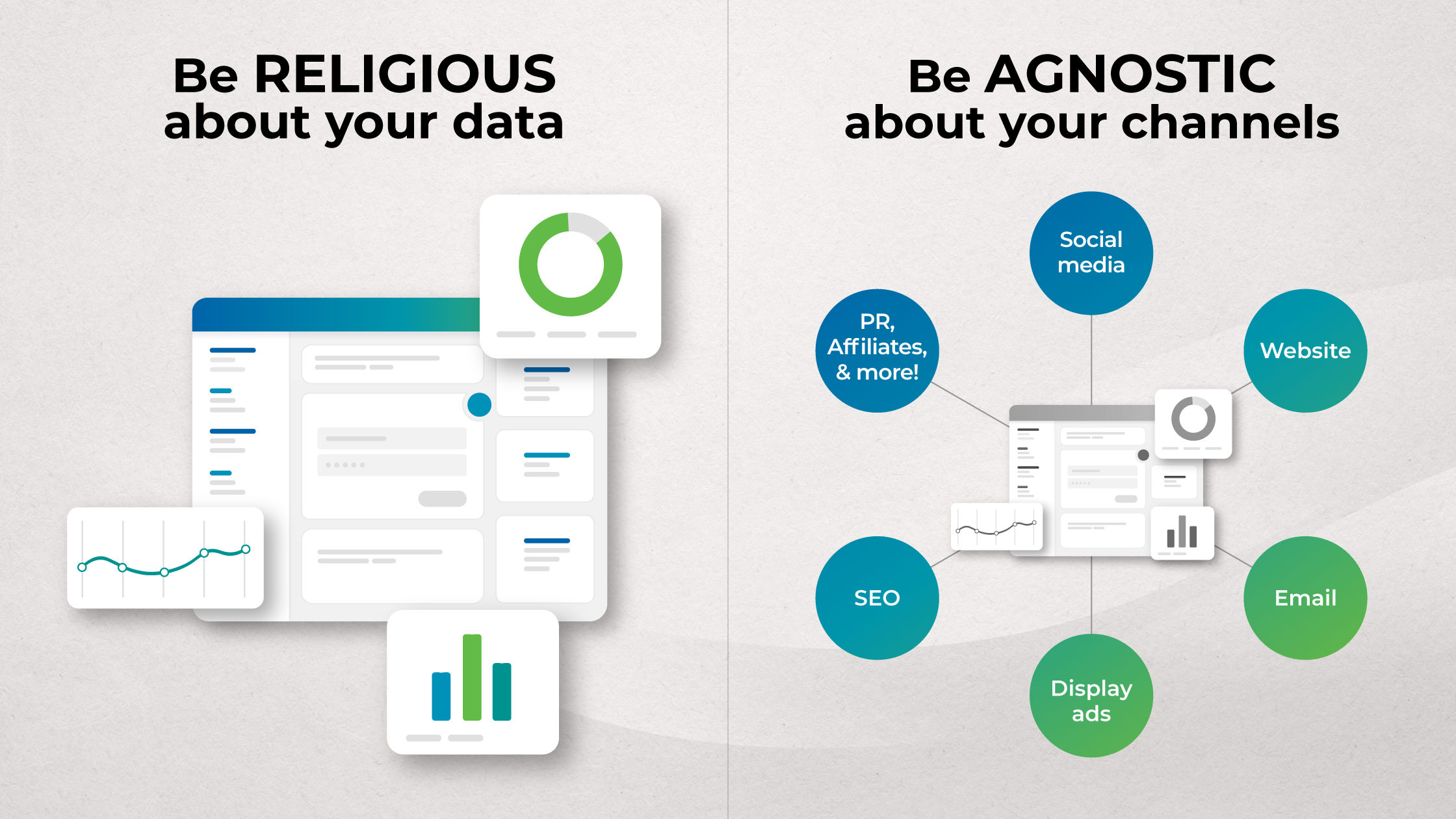 Be religious about your data, be agnostic about your channels